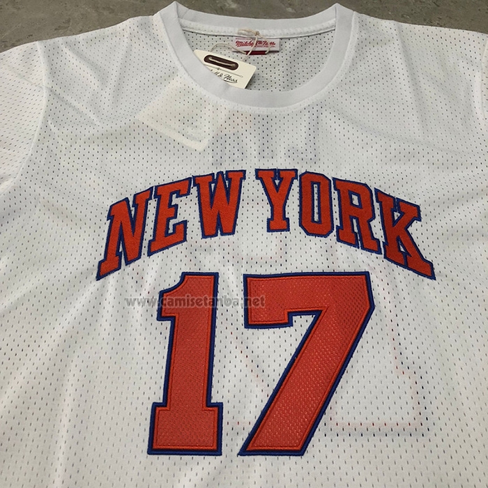 Camiseta Corta Manga New York Knicks Jeremy Lin NO 17 Blanco